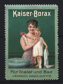 Reklamemarke Ulm, Kaiser-Borax, Mutter mit Kind