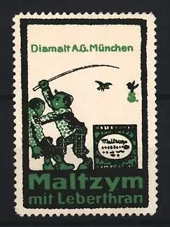 Reklamemarke München, Diamalt A.G., Maltzym, Kinder beim Spielen