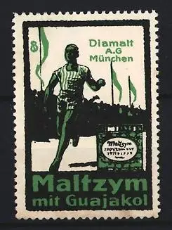 Reklamemarke München, Diamalt A.G., Läufer mit Flammen
