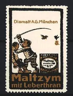 Reklamemarke München, Diamalt A. G., Maltzym mit Leberthran