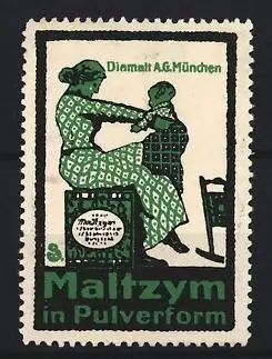 Reklamemarke München, Diamalt A.G., Maltzym in Pulverform, Frau mit Kind