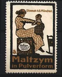 Reklamemarke München, Diamalt A. G., Maltzym in Pulverform, Mutter mit Kind