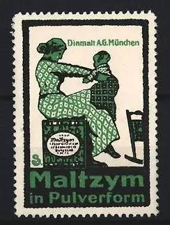 Reklamemarke München, Diamalt A. G., Maltzym in Pulverform, Frau mit Kind