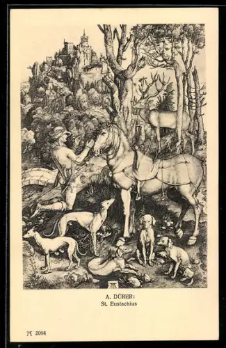 AK St. Eustachius mit Hunden und Pferd