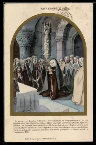 Künstler-AK Sainte Odile kniet am Altar