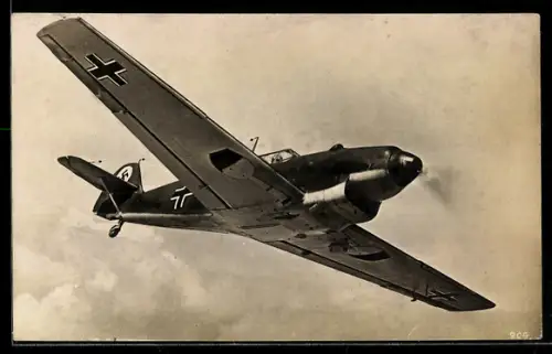 AK Jagdflugzeug Messerschmitt Me-109 im Fluge,  am Seitenleitwerk