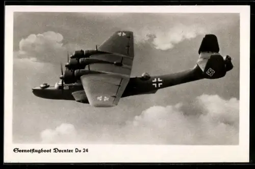 AK Seenotflugboot Dornier Do-24 im Fluge,  am Seitenleitwerk, Wasserflugzeug