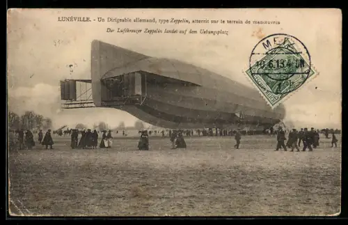 AK Deutscher Zeppelin auf dem Flugfeld von Lunéville