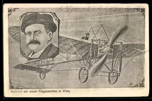 AK Bleriot-Flugzeug mit Pilot Louis Bleriot