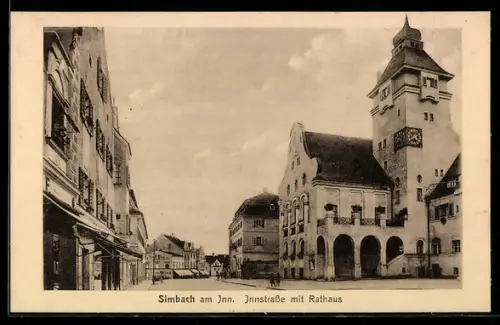 AK Simbach, Innstrasse mit Rathaus