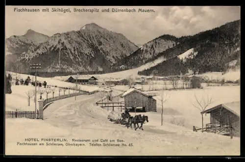 AK Fischhausen am Schliersee, Hotel Finsterlin, Brecherspitz, Dürrenbach Mauern