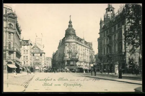 AK Frankfurt a. Main, Blick vom Opernplatz mit Geschäften