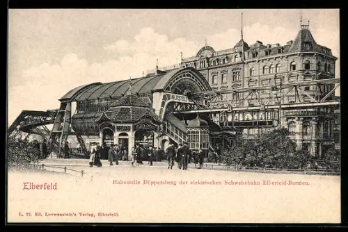 AK Elberfeld, Bahnhof Döppersberg der elektrischen Schwebebahn Elberfeld-Barmen