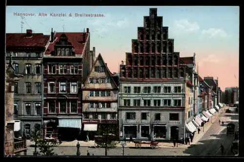 AK Hannover, Alte Kanzlei und Breite Strasse mit Geschäften
