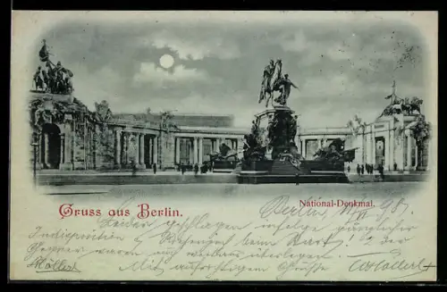 Mondschein-AK Berlin, National-Denkmal