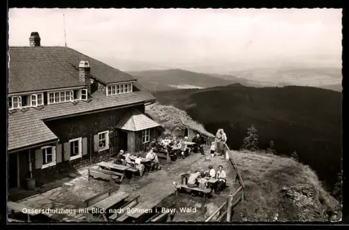 AK Gr. Osser /Bayr. Wald, Osserschutzhaus F. Kamel mit Blick nach Böhmen
