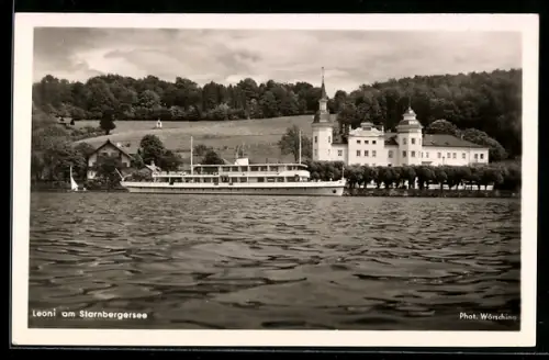 AK Leoni am Starnbergersee, Dampfer und Gebäude