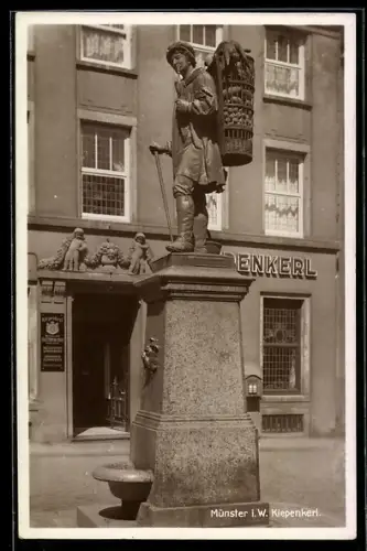 AK Münster i. W., Kiepenkerl-Denkmal, Gaststätte Kiepenkerl