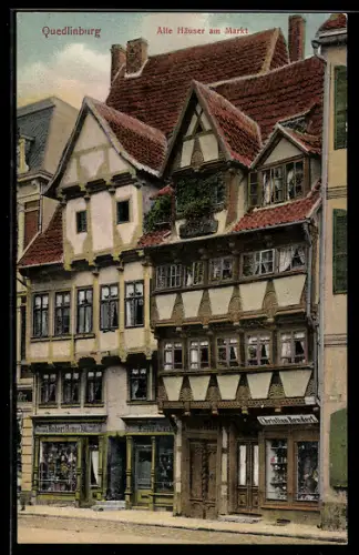 AK Quedlinburg, Alte Häuser am Markt