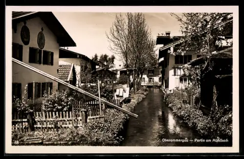AK Oberammergau, Partie am Mühlbach