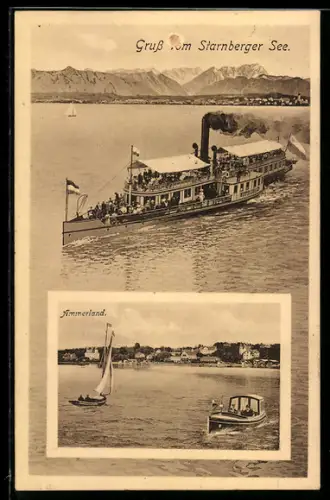 AK Raddampfer Wittelsbach auf dem Starnberger See