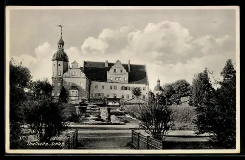 AK Thallwitz, Schloss mit Strassenpartie