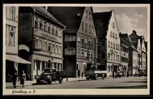 AK Günzburg a. D., Strassenpartie mit Hotel Bären