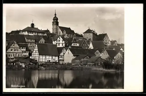 AK Böblingen, Teilansicht mit Kirche