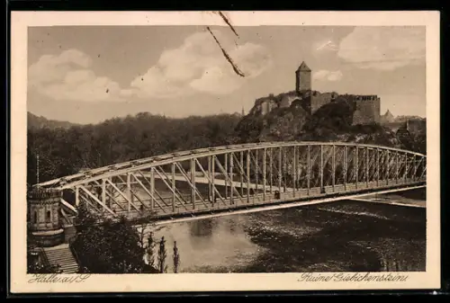 AK Halle a. S., Ruine Giebichenstein, Brücke