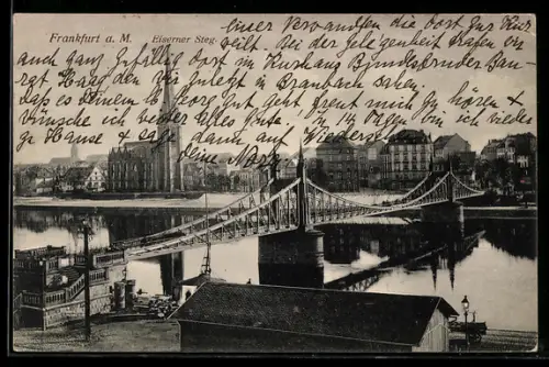 AK Alt-Frankfurt, Eiserner Steg, Mainufer, Dom