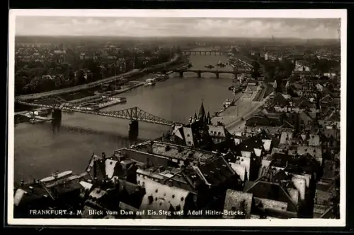 AK Alt-Frankfurt, Blick vom Dom auf Eis. Steg und Brücke
