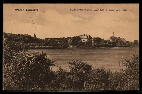 AK Waren /Müritz, Tiefen-Warensee, Städtisches Krankenhaus