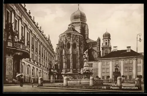 AK Passau, Residenzplatz mit Dom