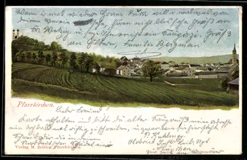 AK Pfarrkirchen, Teilansicht mit Kirche