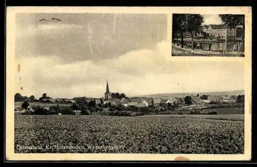 AK Ottenstein /Kr. Holzminden, Gast- und Pensionshaus Henninges, Teilansicht