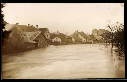 AK Perg /O.Ö., Überschwemmte Ortspartie während Hochwasser