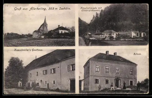 AK Allerheiligen bei Perg, Kappelmüllers Gasthaus, Kögelschmiede mit Elektrizitätswerk
