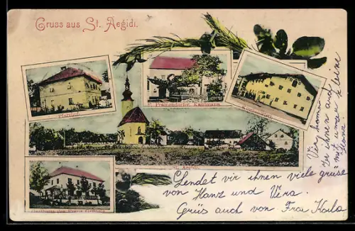 AK St. Aegidi, F. Pamendorfer Kaufmann, Kirchenwirth Gasthaus, Pfarrhof
