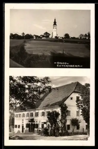 AK Esternberg, Gasthaus im Ort, Blick zur Kirche