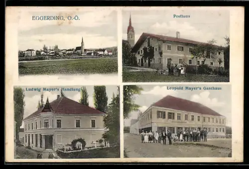 AK Eggerding, Ludwig Mayer`s Handlung, Leopold Mayer`s Gasthaus, Posthaus