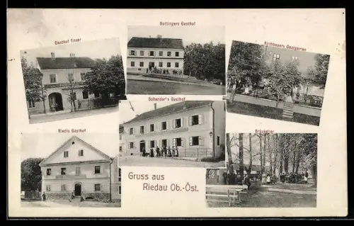 AK Riedau /Ob.-Oest., Gasthof Enser, Buttingers Gasthof, Riedl`s Gasthof