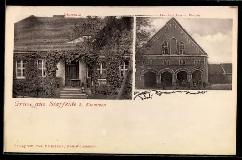 AK Staffelde, Pfarrhaus und Gasthaus Emma Fincke