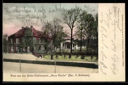 AK Schönebeck b. Bremen, Gasthof Neue Weide, Bes. H. Gothusen, Aussenansicht