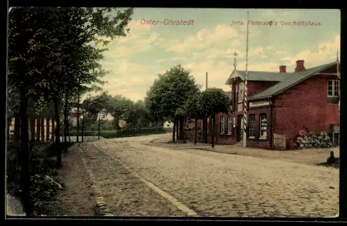 AK Oster-Ohrstedt, Johs. Petersen`s Geschäftshaus, Strassenpartie