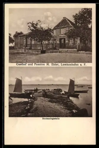 AK Lemkenhafen a. F., Gasthof und Pension M. Ehler, Bootsanlegestelle