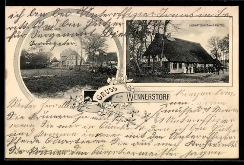 AK Wennerstorf, Gasthaus Knüttel und Brauns Haus
