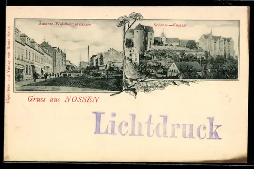 AK Nossen, Äussere Waldheimerstrasse, Schloss Nossen