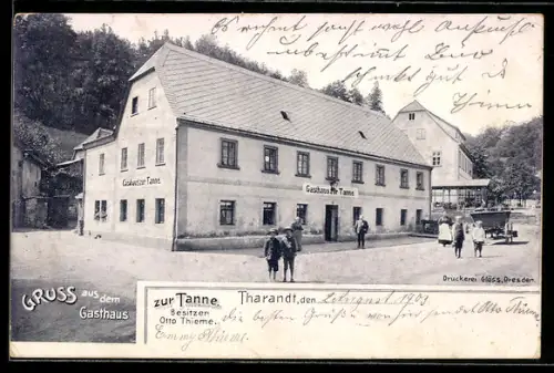 AK Tharandt, Gasthaus zur Tanne, Besitzer Otto Thieme