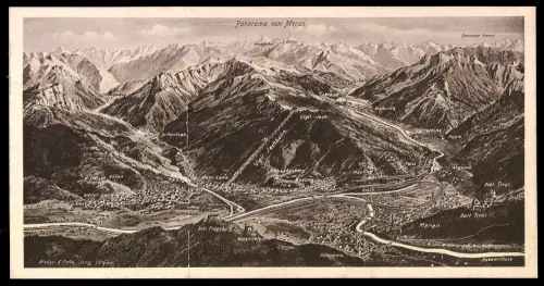 Klapp-Künstler-AK Eugen Felle: Meran, Panorama mit Katzenstein, Algund und Partschins