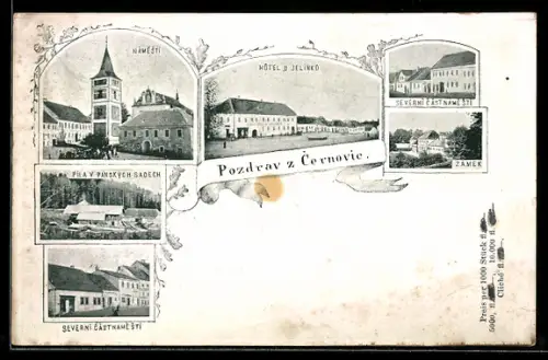 AK Cernovie u. Tabora, Namesti, Hotel Jelinko, Severni Castnamesti